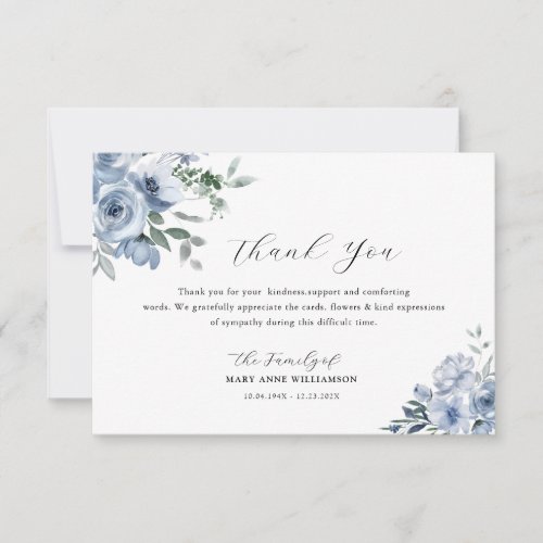 Simple typography dusty blue floral funeral 