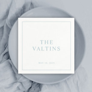 Simple Typography Dusty Blue Wedding Napkins