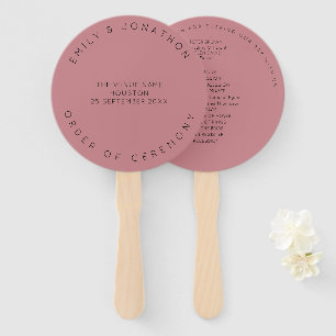 Simple Typography Dusty Rose Wedding Program Hand Fan