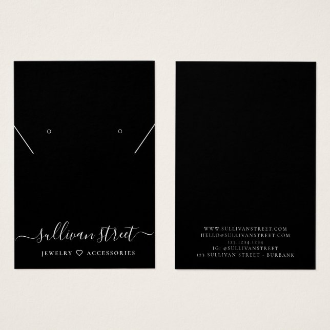 Simple Typography Earrings Necklace Display Card (Front & Back)
