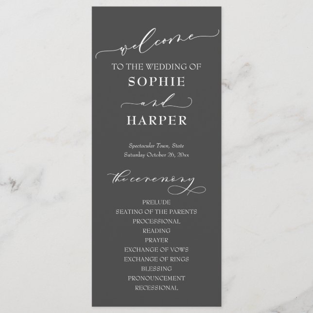 Simple Typography, Elegant Calligraphy Gray Program (Front)