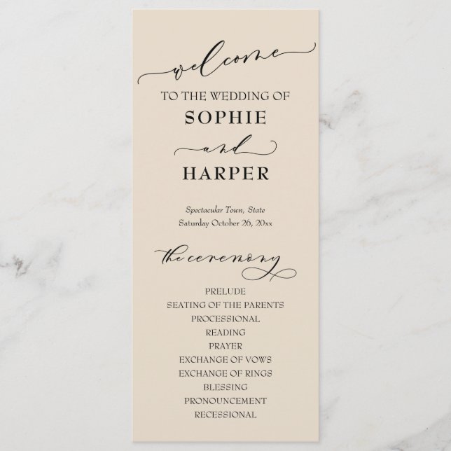 Simple Typography, Elegant Cream Program (Front)