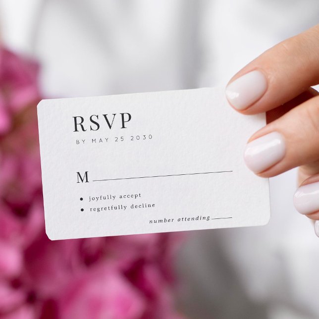 Simple typography elegant minimal wedding RSVP Enclosure Card (You have the option to select ROUNDED CORNERS)