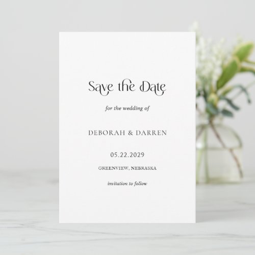 Simple Typography Elegant Modern Wedding Save The Date