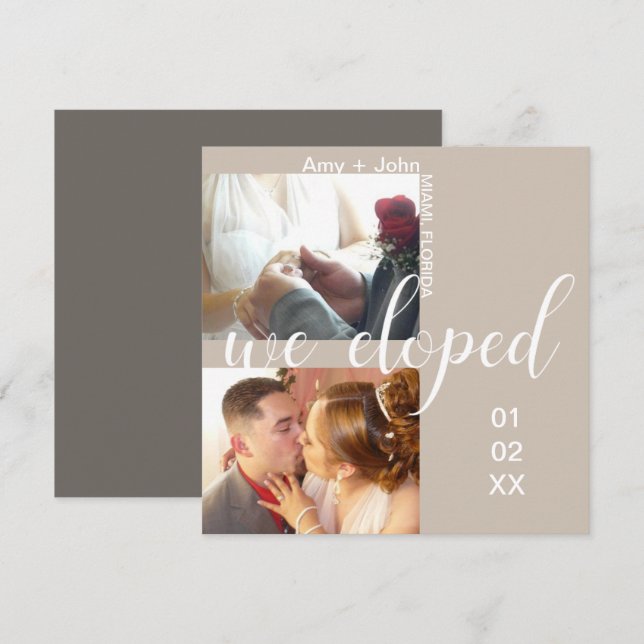 Simple Typography Elopement Nuetral Photo Card (Front/Back)
