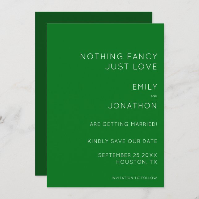 Simple Typography Emerald Green Wedding Save The D Save The Date (Front/Back)