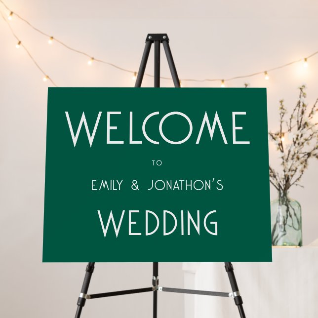 Simple Typography Emerald Welcome to Wedding Foam Board (In Situ (Stand))