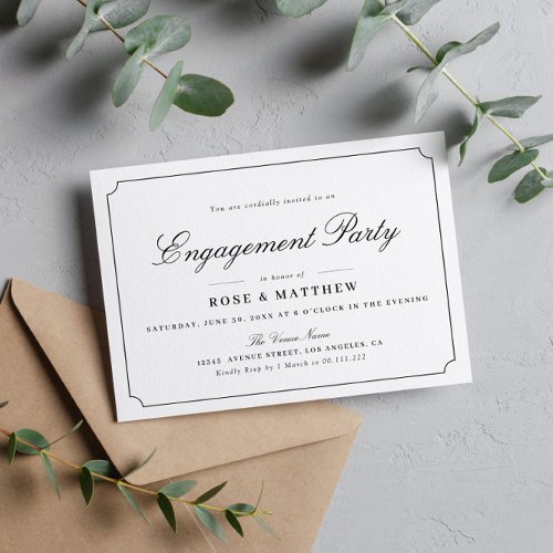 simple typography engagement party invitation