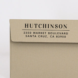 Simple Typography Family Name Return Address Rubber Stamp