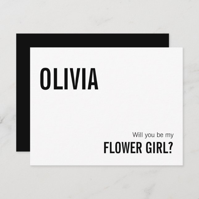 Simple Typography Flower Girl Proposal Card (Front/Back)