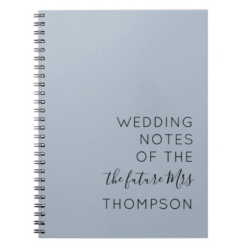 Simple Typography Future Mrs Dusty Blue Wedding Notebook