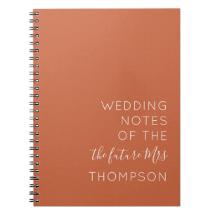 Simple Typography Future Mrs Terracotta Wedding Notebook