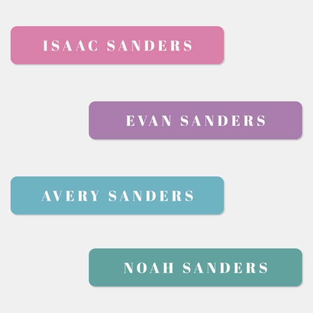 Simple Typography Girls Waterproof Name Labels (Group)