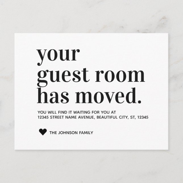 Simple Typography Guest Room Moving Announcement (Front)