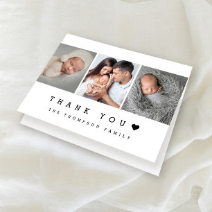 Simple typography Heart Baby Photo Shower Letterpress Thank You Card