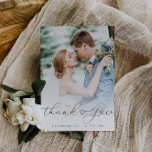 simple typography heart wedding photo thank you postcard<br><div class="desc">an elegant yet simple white text design with modern hand lettering and a lovely photo,  the image and text can be personalized.</div>