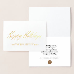 SImple Typography Holiday Greetings Foil Card