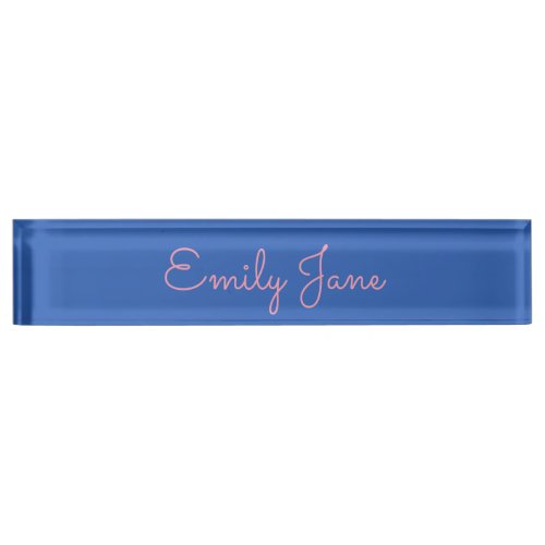 Simple Typography in Pink and Blue Personalized Desk Name Plate