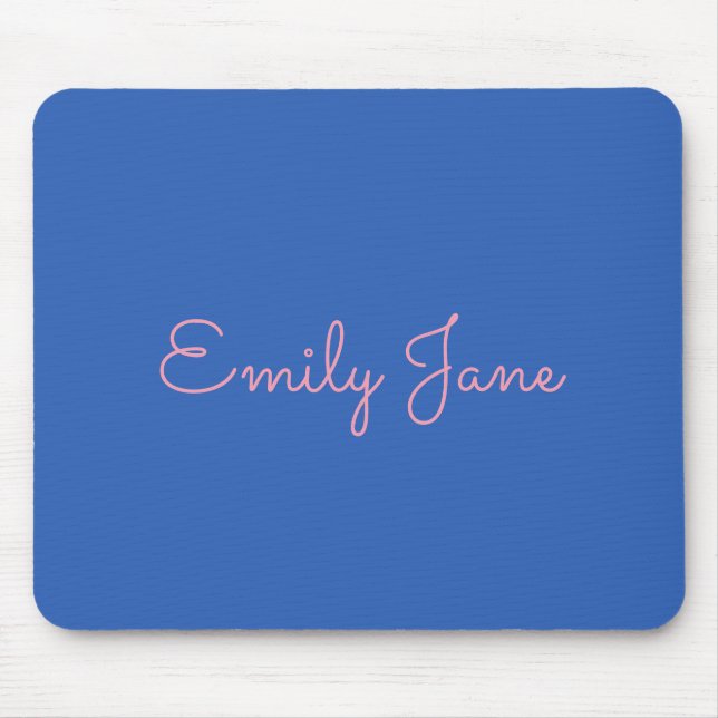 Simple Typography in Pink and Blue Personalized Mouse Pad (Front)