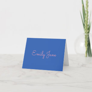Simple Typography in Pink and Blue Personalized Note Card