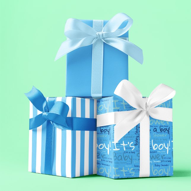 Simple Typography It's a Boy Baby Shower  Wrapping Paper Sheets (Creator Uploaded)