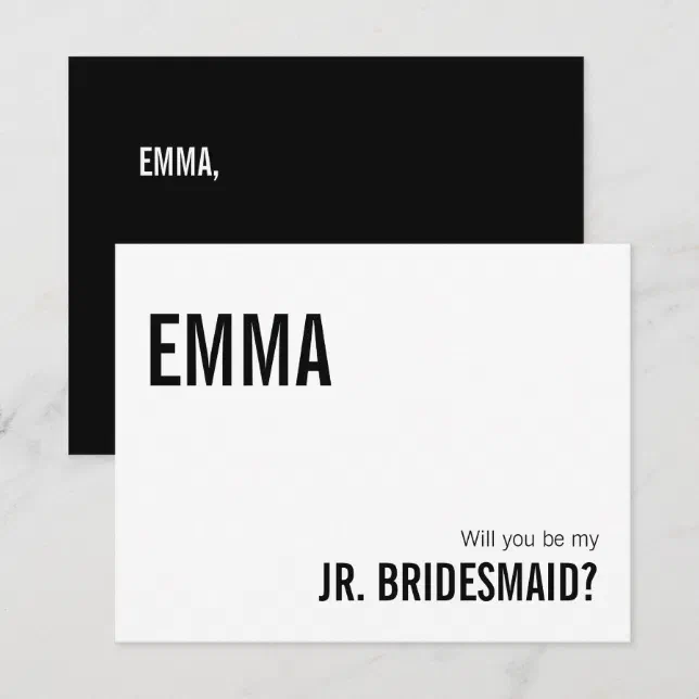 Simple Typography Junior Bridesmaid Proposal Card | Zazzle