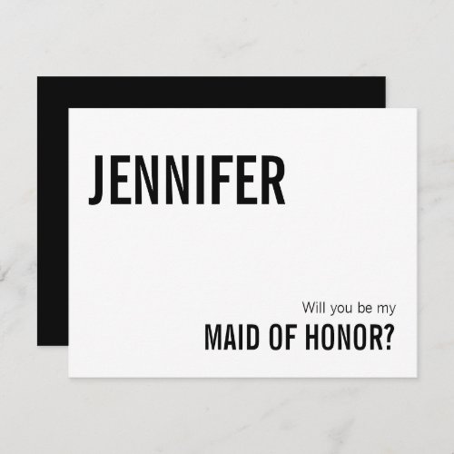 Simple Typography Maid of Honor Proposal Card