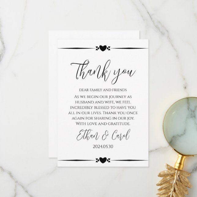 simple typography marriage thank you cards (Front/Back In Situ)