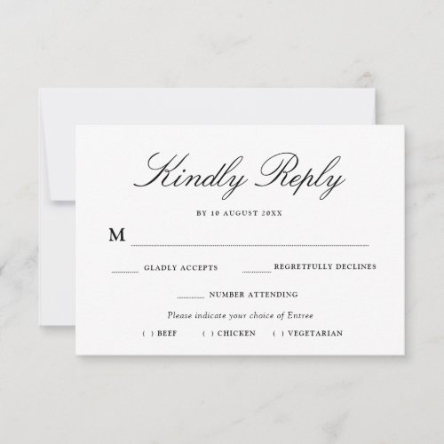simple typography meal choice RSVP card