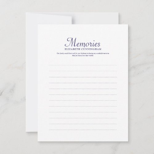 Simple Typography Memories Photo Memorial Reply Note Card