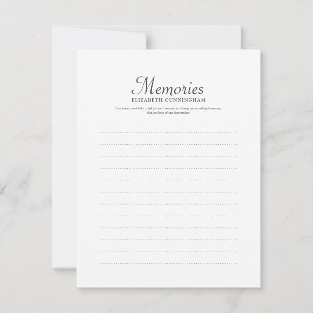 Simple Typography Memories Photo Memorial Reply Note Card (Front)