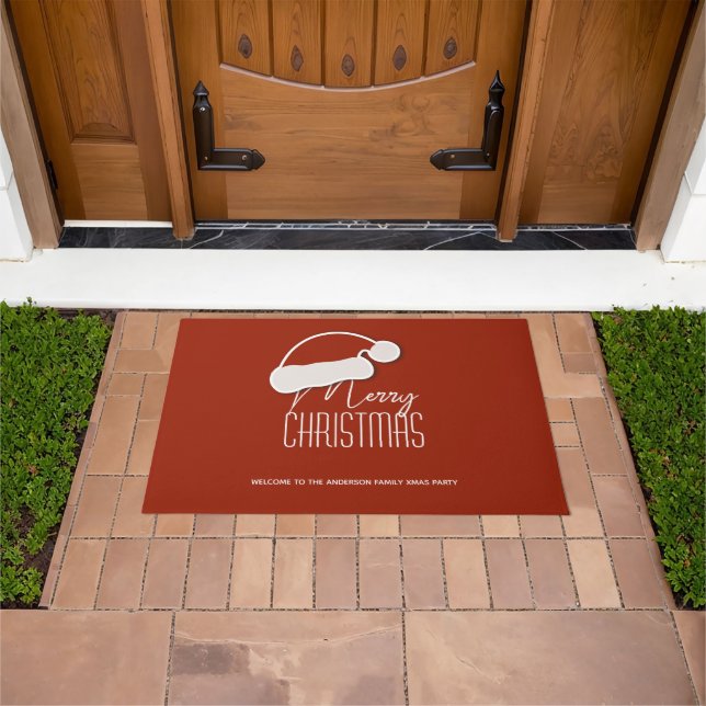 Simple Typography Merry Christmas Party Welcome Doormat (Outdoor)
