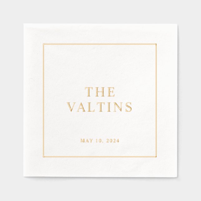 Simple Typography Minimal Wedding Foil Napkins (Front)