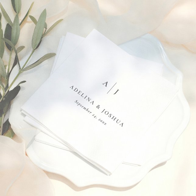 Simple Typography Minimalist Monogram Wedding Napkins (Creator Uploaded)
