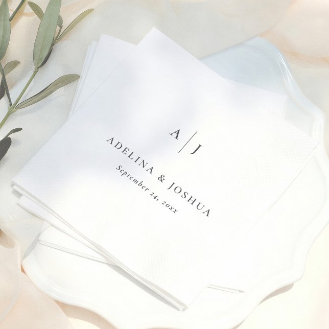 Simple Typography Minimalist Monogram Wedding Napkins (Creator Uploaded)