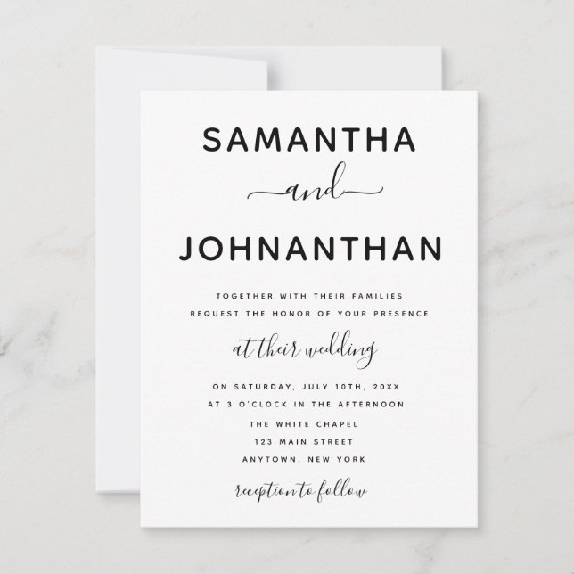 Simple Typography Minimalist Wedding Invitations (Front)
