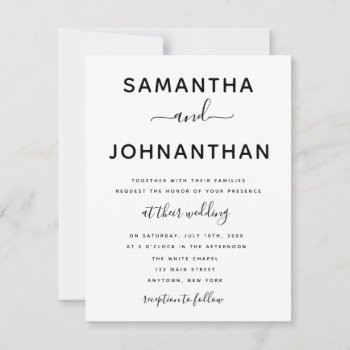Simple Typography Minimalist Wedding Invitations by Beanhamster at Zazzle