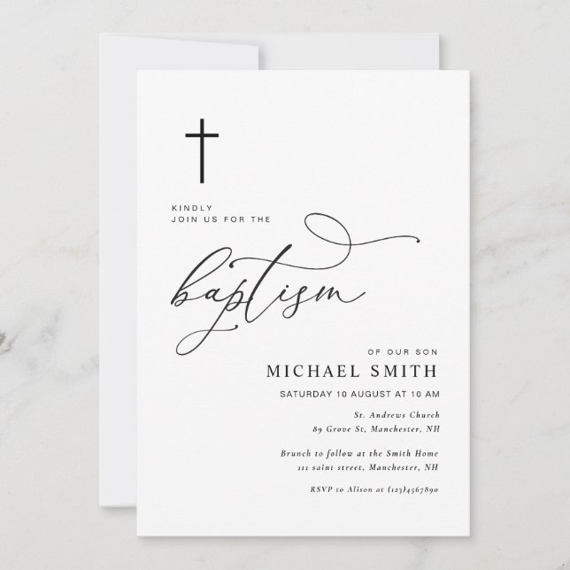 simple typography mnimal baptism invitation (Front)