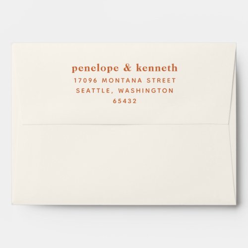 Simple Typography Modern Burnt Orange Wedding Envelope