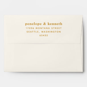 Simple Typography Modern Mustard Yellow Wedding Envelope