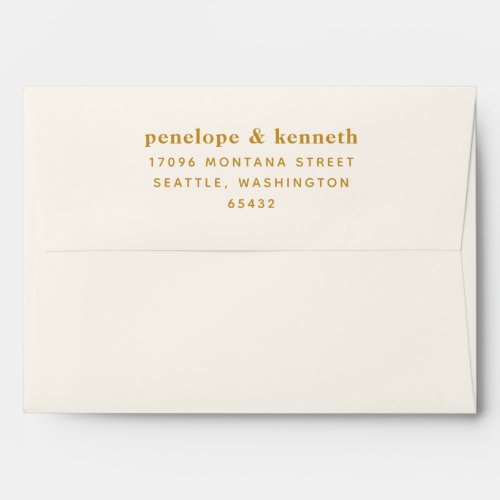 Simple Typography Modern Mustard Yellow Wedding  Envelope