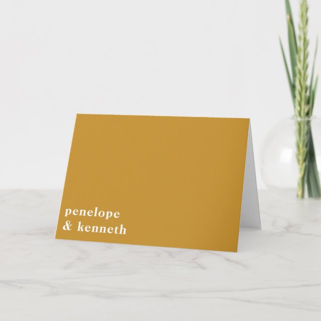 Simple Typography Modern Mustard Yellow Wedding   Thank You Card (Front)