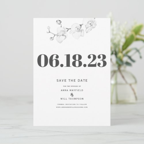 Simple Typography Modern Orchid Wedding Save Date Invitation