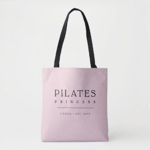 Simple Typography Modern Pink Pilates Princess Tote Bag