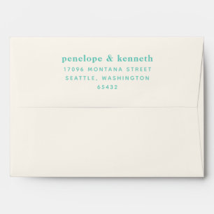 Simple Typography Modern Seaform Mint Wedding Envelope