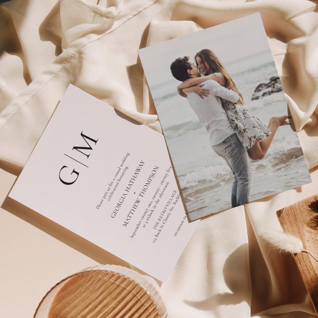 Simple Typography Monogram Photo Wedding Invitation (Creator Uploaded)