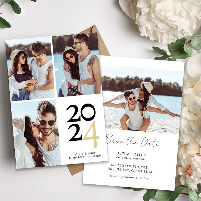 Simple Typography Multi Photo Wedding Save The Date (Creator Uploaded)