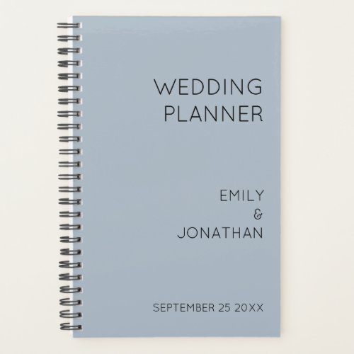 Simple Typography Names Date Dusty Blue Wedding Planner