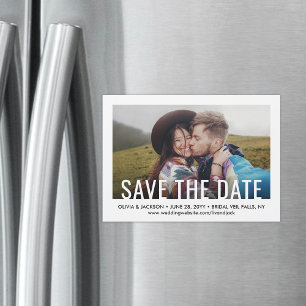 Simple Typography One Photo Wedding Save the Date Magnetic Invitation