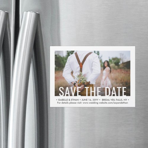 Simple Typography One Photo Wedding Save the Date Magnetic Invitation